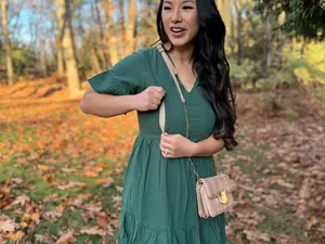 Nursing Dress - Green Bell Breastfeeding Dress- Cotton