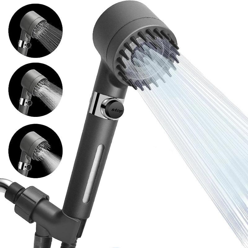 PureFlow High-Pressure Shower Head – 3-Mode Adjustable Spray with Massage Brush Filter for Ultimate Bathroom Relaxation