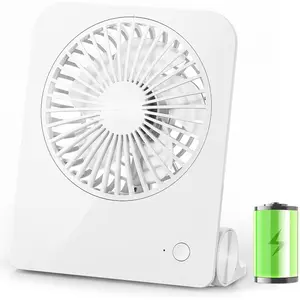 Desk Fan Small Portable Fan 2000 mAh Rechargeable  Ultra Quiet 4.5 Inch Mini Travel Fan with 180? Tilt Folding and 3 Speeds Adjustable for Home Office Desktop White