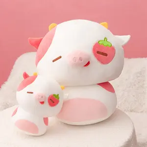 Cute Piggy Plushie Throw Pillow, Kawaii Stuffed Animals, Soft Stuffed Strawberry Love Piggy, Squishy Plush Animal Pillow, Perfect for Gift, Room Decor, Festival Decorations