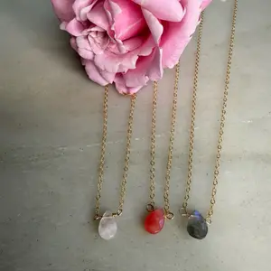 Strawberry Quartz Teardrop 14k Gold Filled Necklace