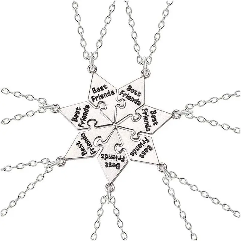 Friendship Necklaces Set, Stainless Steel Multi-Puzzle Best Friends Forever Engraved Heart Shape Pendant Jewelry Gifts, Heartfelt Gift, Durable Fashion Accessory, Gift Ideas