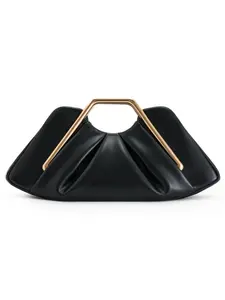 Luxury Ruched Cloud Clutch,Geometric Metal Handle Evening Bag for Women