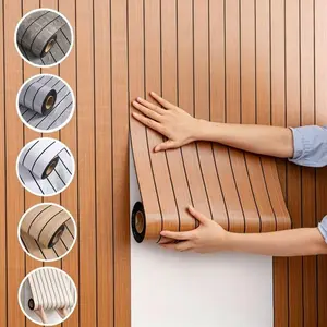 NINETAI 3D Wall Panel Peel and Stick Faux Wood Grain Self-Adhesive Soundproof Wall Foam Panels for Walls,Ceiling,Interior Wall Decor15.7in*118in/12.9Sq.ft