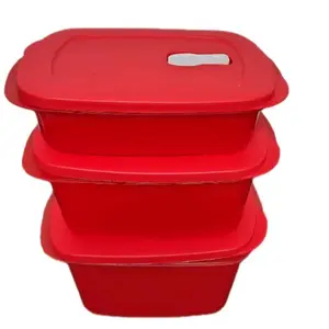 3-Piece Rectangular Insulated Bento Lunch Box Set, BPA Free Plastic Kitchenware with 3 Sizes (4Cup, 8Cup, 9Cup), Durable Tableware, Three Sizes