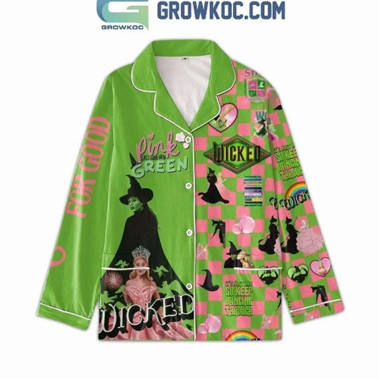 Wicked Pink Goes Good With Green Pajamas Set
