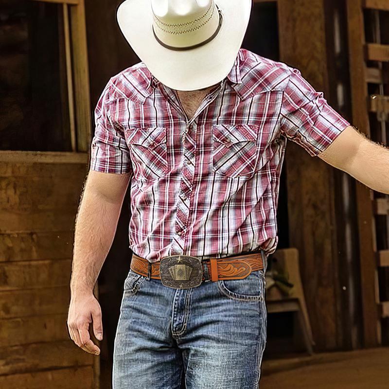BELTROAD Western Cowboy Belts for Men Women, Mens Western Belt Bull Buckle Country Belt Cowboy Leather Belt for Jeans