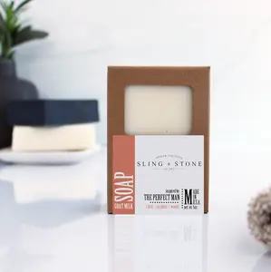 Sling and Stone for Men Soap -  A Perfect Man- Goat Milk Based, Handmade, Creamy Lather, Natural Oils, 10% Vitamin D, Seductive Scents, 5 oz Craft Box