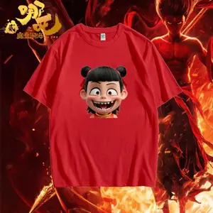 2025 New Fashion Anime Print Men T Shirts Ne Zha 2 Cartoon Movie, Nezha Aobing Pattern Funny Cute, Casual Style, Trendy Looks