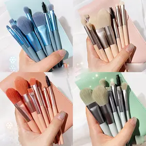 8-Piece Makeup Brush Set, Makeup Brushes Kits, Soft Bristles, Portable Cosmetic Tools, Blue Eyeshadow Blush Lip Brushes, Travel Gift for Girls