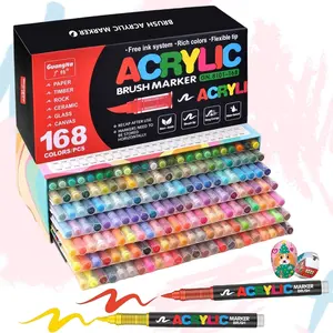 Soft Brush Tip Acrylic Marker Set for DIY Crafts, Waterproof Markers for Rock Wood Fabric Glass Art Projects, Perfect Gift for Back-To-School Halloween