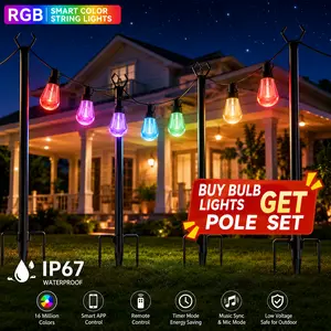 RGB+IC LED Outdoor String Lights, IP67 Waterproof Patio Lights with App & Remote Control, Dimmable Color Changing String Lights for Backyard, Garden, Party, 150FT/200FT/300FT/400FT