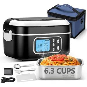 Heated Lunch Box, 1.5L (6.3 Cups) 24000mAh Cordless Electric Lunch Box for Adults with Timer and Temperature Control, Self-Heating Portable  Warmer for Office, , Outdoors