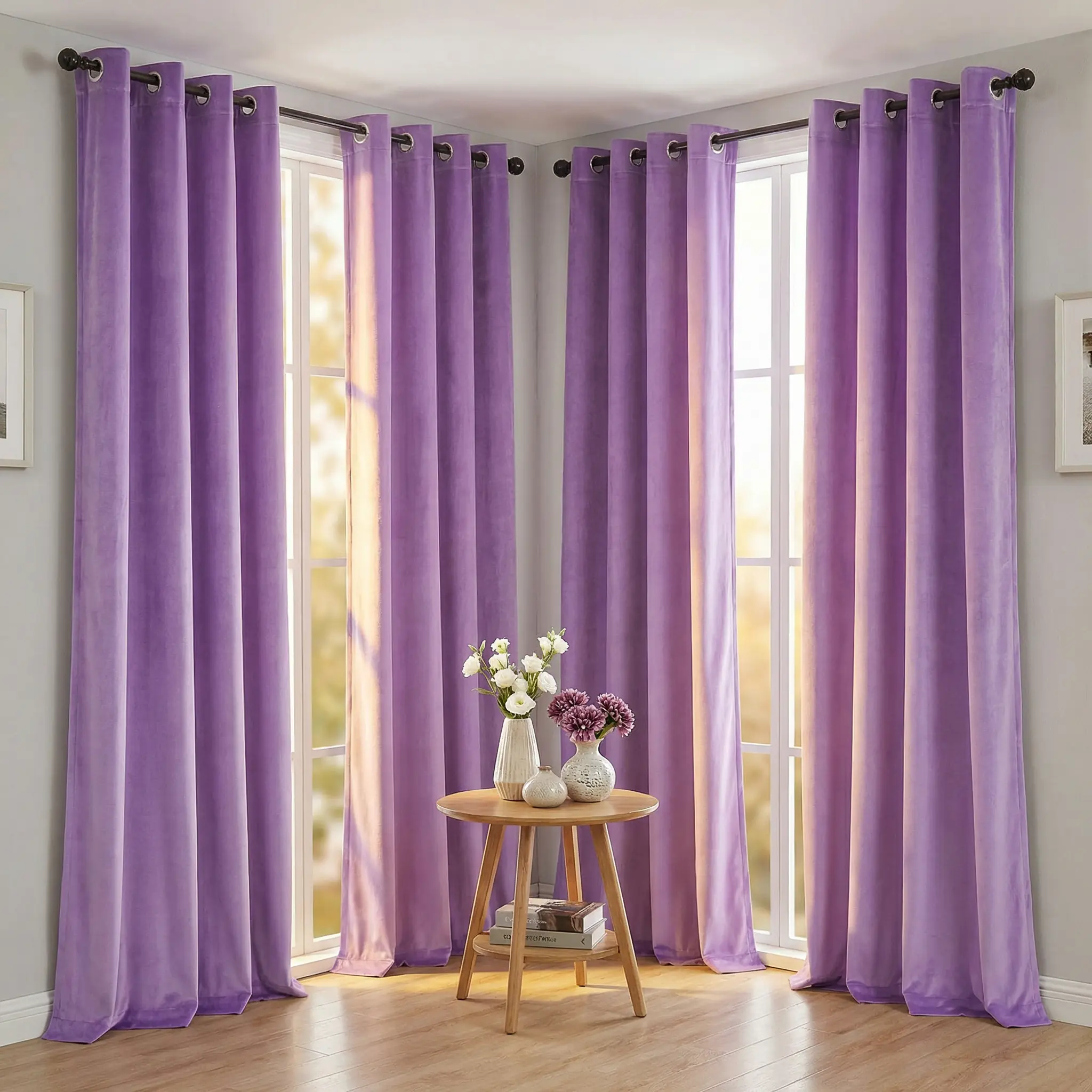 Curtain Vibes 2Pcs 52x84 inch Grommet Top Curtains, Solid Color Dutch Velvet Fabric, Soft & Luxurious Window Drapes for Bedroom, Living Room and Home Decoration FT2608 Asbury Long Grommet Patio Curtain Panel