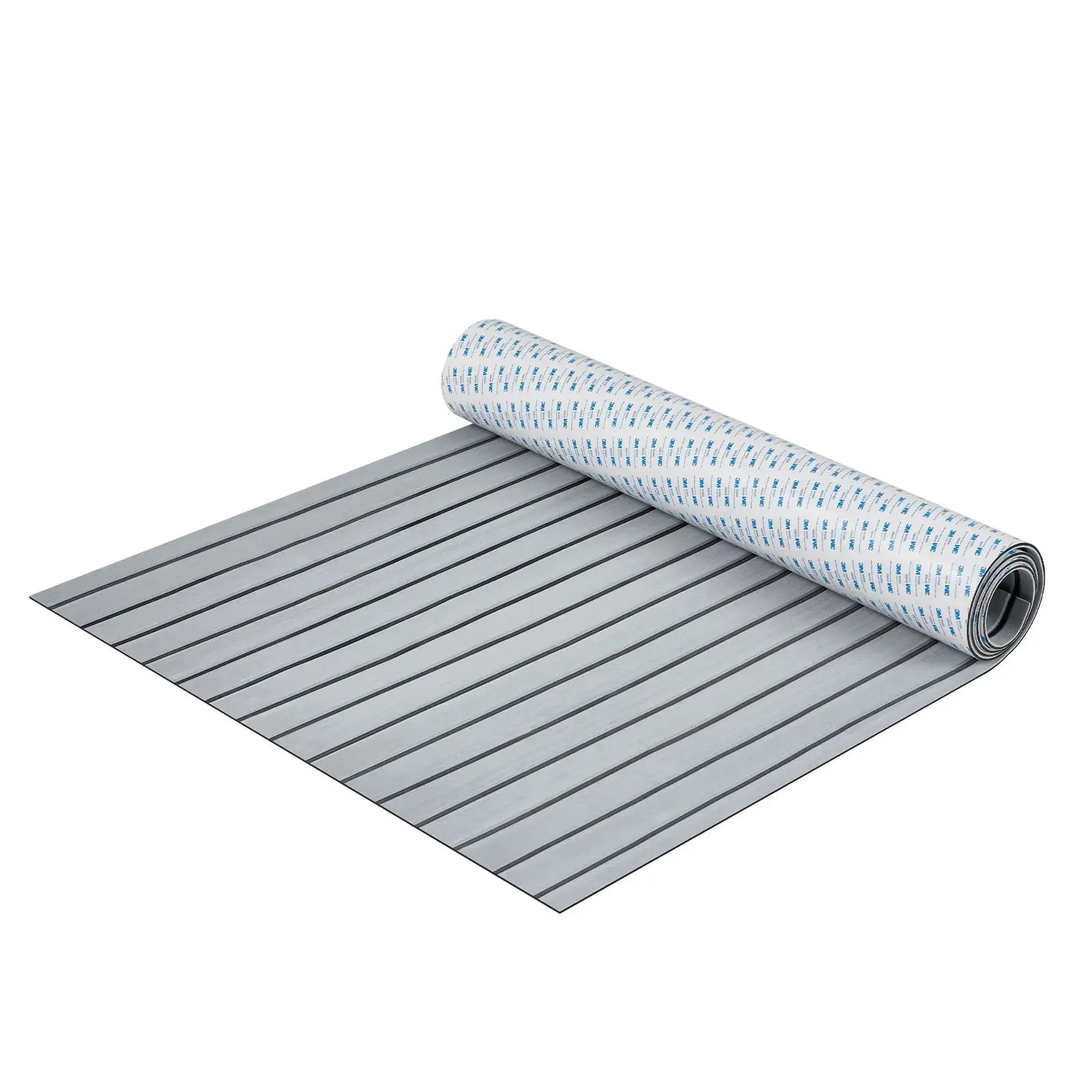 Self-Adhesive EVA Foam Marine Decking (2 Rolls, 31.1sq.ft), 94.5”x23.6” 6mm Thick V-Groove Mat, Non-Slip Waterproof UV-Resistant Shock-Absorbent Cuttable Flooring for Yacht, Pontoon Boat