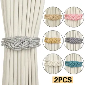 Magnetic Curtain Tieback, 1 Count Solid Color Curtain Tieback with Chinese Knot, Window Curtain Accessories for Home Living Room & Bedroom, Interior Decoration Accessories, Window Decorations Supplies