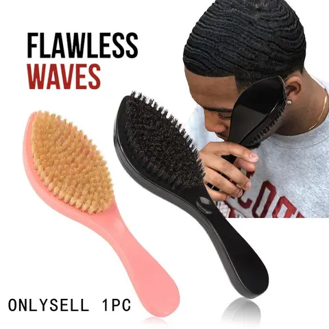 360 Wave Brush in Black and Pink, Hard Detangling Hairbrush, Detangler Brush, Styling Brush with ABS Handle, Reinforced Nylon Bristles, Ideal Gift for Boyfriend or Father, Christmas Gift