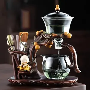 Creative Glass Tea Set, 1 Set Including Tea Pot & Tea Cup & Cup Rack & Tea Tray, Tea Making Tool for Home Office Use