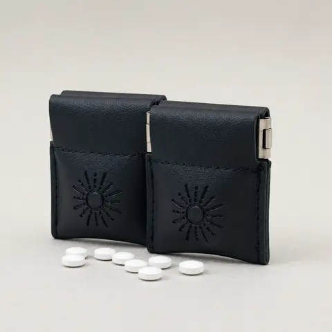 HOTZ Mini Pill Pouch 2 Pack, Small Squeeze-Open Pocket Cases for Vitamins & Supplements