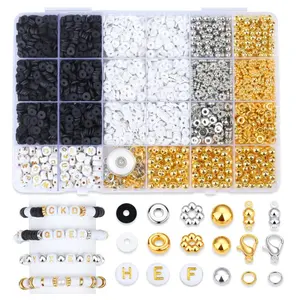 Clay Beads Bracelet Making Kit for Adults 2940 Pcs, Clay Beads for Bracelets Making 6mm, Black and White Bead Kits for Jewelry DIY