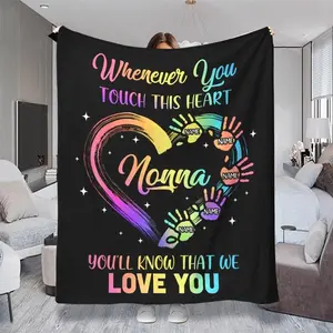 Rainbow Heart Handprint Blanket, Soft Skin - friendly Lightweight, Multiple Specifications/Color Available, Ideal for Sofa, Dorm, Travel, Camping, Bedroom, Perfect Gift for Family, Friends on Easter, Mother's Day, with Whimsical Star Design