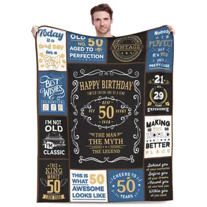 Cozy Gifts for Men, Personalized 50th, 60th, 70th, 75th, 80th, 90th Birthday Blanket – Perfect for Dad, Grandpa, Husband, or Uncle