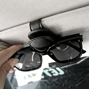 Sunglasses Holders For Car Visor, Magnetic Pu Leather Glasses Eyeglass Clip For Car, Ticket Card Clip Sunglasses Mount, Car Visor Accessories Gadgets