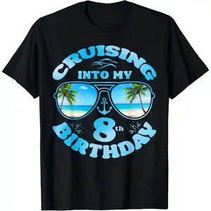 Cruising Into My 8th Birthday-Kids Birthday Cruise 2024 T-Shirt