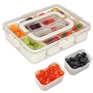 Viral Storagecontainers, Snackle Box Container with 8 Removable Trays,Divided Serving Tray with Lid and Handle,Lunch Boxes Portable snack tray Stylish Tableware