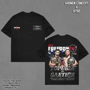 Men's Black UFC Freedom 250 T-Shirt, Topuria vs Gaethje UFC, MMA Graphic Tee, Gym Wear, Gift for Fighters, Sports Apparel Menswear