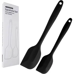 Spatula Set 2 count Heat Resistant Rubber Spatula for Non-stick Cookware  (Black)