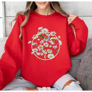 Flower Crewneck Sweatshirt for Women, Wildflower Graphic Sweater, Cozy Floral Sweatshirt, Flower Lover Gift for Her