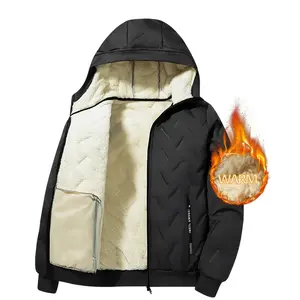 Men's Warm Fleece-Lined Hooded Jacket Stylish Winter Coat with Zipper Pockets Machine Washable Casual Design Perfect for Cold Weather Winter Jacket Menswear Small western clothing western wear men jacket w Tops Gamis jackets heated jacket western clothing