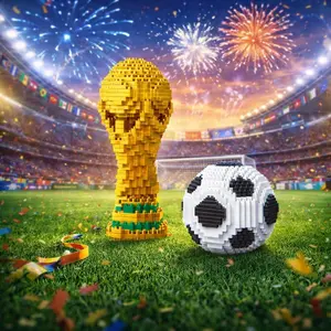 Football Building Blocks Gift, Creative Building Block, Soccer Building Block, Fifa World Cup Fan Model Toy, Adult Collectible Stress Relief Desktop Decoration Gift
