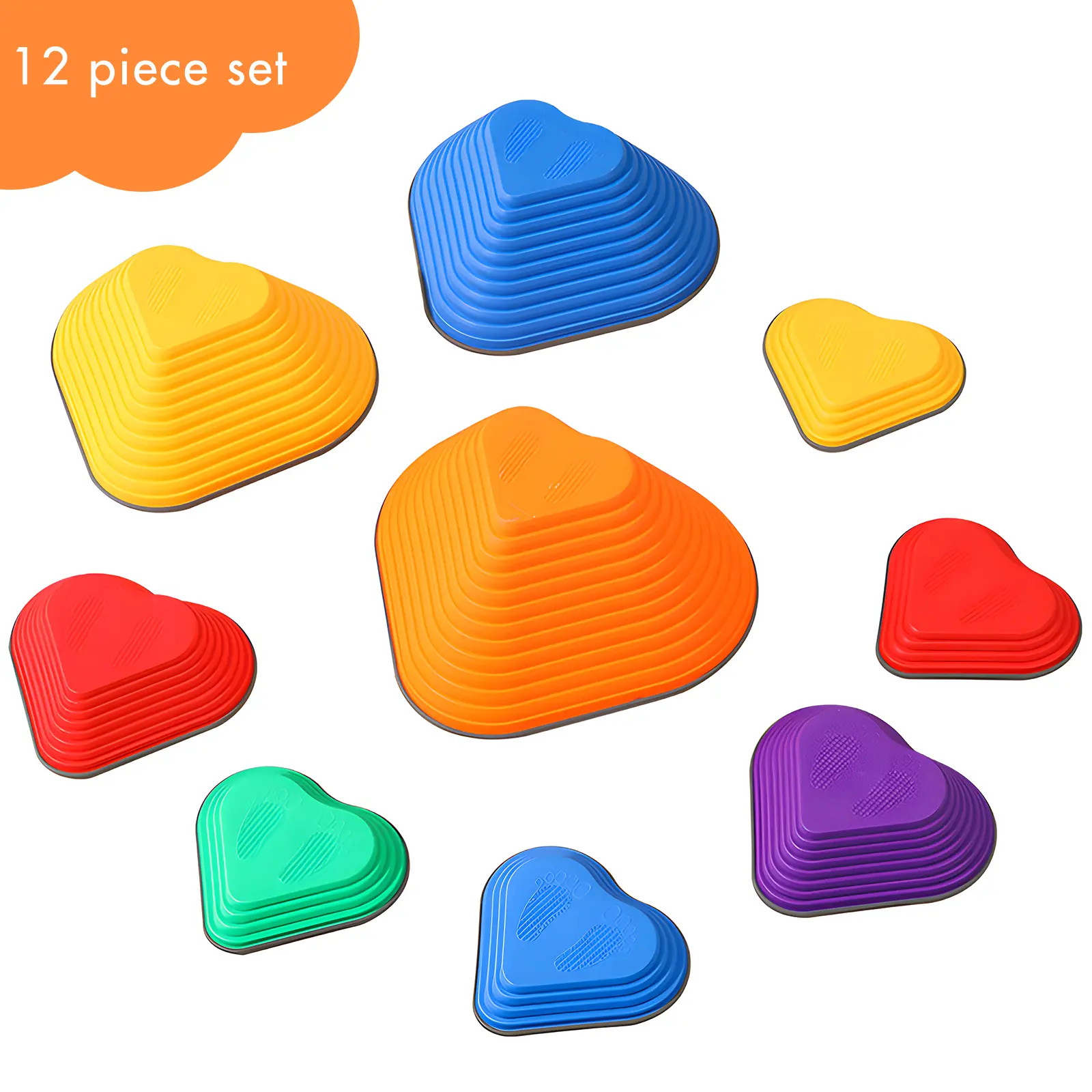 Heart Shape 12 PCS Rainbow Color