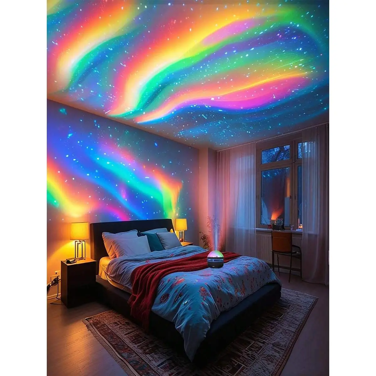 1pc-Aurora LED Mood Projection Light RGB Remote Control, Galaxy Star Projector, Bedroom Night Light Projector, Star Projector, Adult Room Decoration, Home Theater, Ceiling, Gift Decoration, Camping, Wedding Decoration, Amazing Projection Light Gift   neon