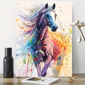 Beautiful Colorful Horses Canvas Painting: 12x16inch, Art and Crafts -, Living Room Bedroom Background Wall Art, Studio Hallway Art, Hanging Painting, Material: Canvas-Wrapped Canvas	
