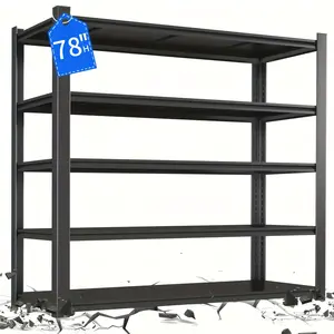 3000LBS Heavy Duty 5-Tier Metal Garage Shelving Unit - Adjustable Industrial Storage Shelves with 78"H x 47.2"W x 24"D Capacity, 10-Min Assembly, Space-Saving Design for Garage, Basement, Workshop, - Sturdy Metal Construction