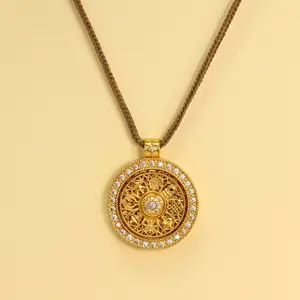 Eight Treasures Compass Pendant | Happiness and Fulfillment | Thriving Career | Harmony and Unity | Wealth and Good Fortune | Wisdom and Enlightenment, Gold Pendant, Compass Motif summerwins,summerwins