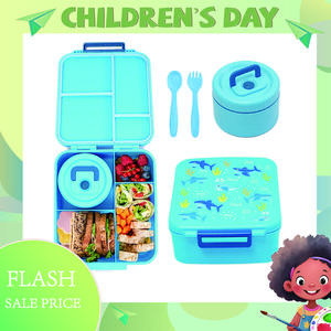 Bento Box  5 Compartments for Lunch, with Utensils, Bright Colors (Purple/Blue), Ideal for School Trips & Great Gift