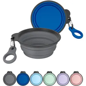 Collapsible Dog Bowls with Bottle Carrier, 2 Pack Travel Dog Water Bowl Upgraded Carabiner, One-Piece Molded Rim No Fall Off or Crack, Foldable Silicone Portable for Pets Walking Hiking 15oz