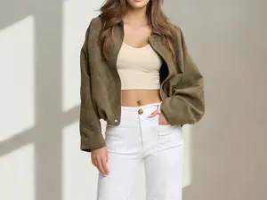 Olive Luxe Suede Bomber
