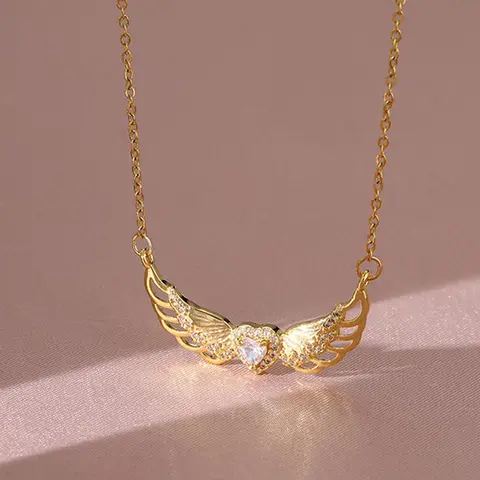 Fashion Angel Wings Pendant Stainless Necklace Exquisite Chain Jewelry Fashionable Accessory Perfect for daily wear, vacations, dates, and more, it also makes a delightful and exquisite gift Fashionable Jewelry Accessories