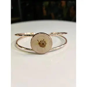 Handcrafted Floral Resin & Metal Bracelet Cuffs