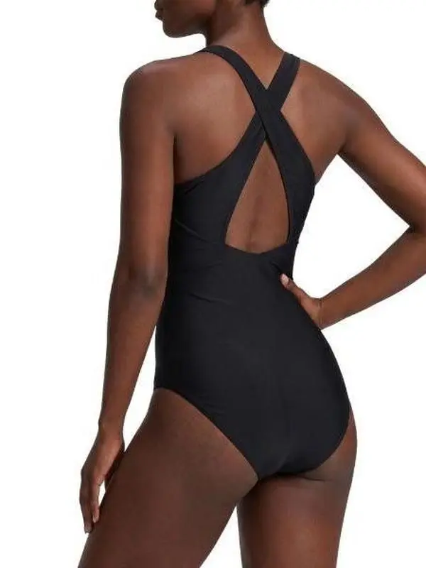 LA LIVITA Women's Leakproof Period Swimsuit, 1-Piece Racerback with Secure Athletic Fit, Built-in Light-Medium Absorption, Chlorine-Resistant Recycled Polyester, Tampon Equivalent, Chlorine Resist, Fitted, Crisscross Back, Swimsuits, Teen Girls, Racerback