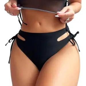 SwimWeek Women's Cheeky Bikini Bottoms Low Rise Cut Out Side Tie Sexy Ruched Bathing Suit Swim Bottoms 2026