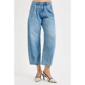 RISEN Full Size Mid Rise Fit Crop Wide Volume Leg Jeans Plus Size