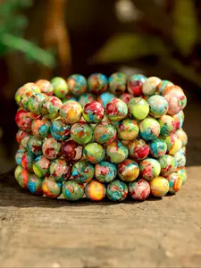 Bohemian Natural Stone Stretch Bracelet, Beaded Bracelet, Trendy Bangles, Stackable Bracelet, Adjustable Sea Sediment Beads Design, Perfect Gift for Women & Men, Friendship Jewelry