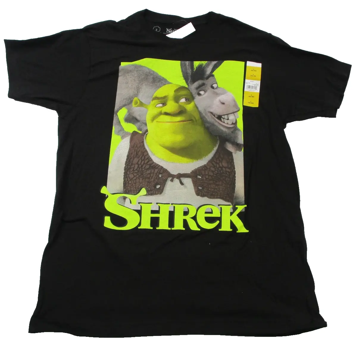 Shrek Shirt Mens Large Black Shrek & Donkey Graphic Movie Tee Tagless 137576 NWT