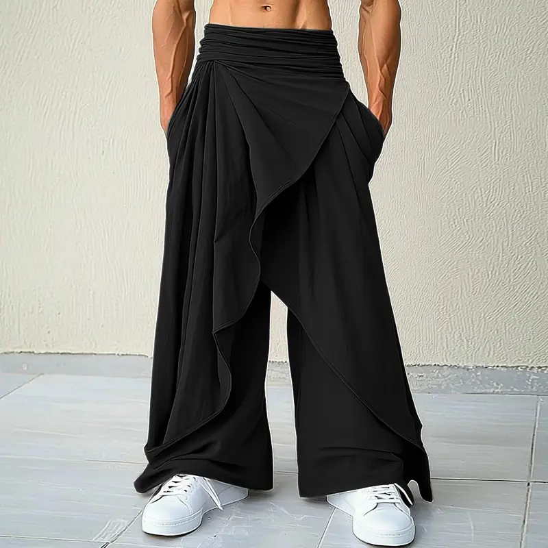 INCERUN Men's Woven Fabric Cosplay Hakama Pants - Japanese Samurai